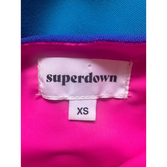 Superdown from Revolve Issa Mesh Mini Dress in Blue & Pink - Picture 6 of 8